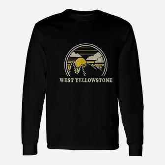 West Yellowstone Montana Vintage Hiking Mountains Long Sleeve T-Shirt - Seseable