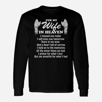 For My Wife In Heaven Long Sleeve T-Shirt - Seseable