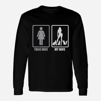 Your Wife My Wife Loves Cats I Married A Cat Lady Long Sleeve T-Shirt - Seseable