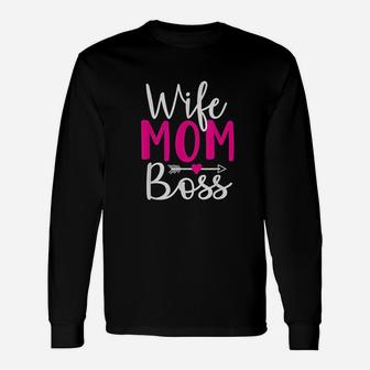 Wife Mom Boss Hustle New Women Christmas Long Sleeve T-Shirt - Seseable