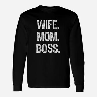 Wife Mom Boss Lady Mommy Christmas Long Sleeve T-Shirt - Seseable