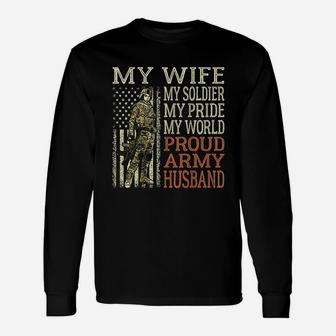 My Wife My Soldier Hero Proud Army Husband Military Spouse Long Sleeve T-Shirt - Seseable