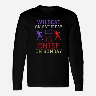 Wildcat On Saturday Chief On Sunday Kansas City Football Long Sleeve T-Shirt - Seseable