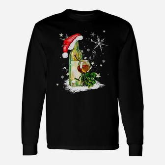 Wine Christmas Santa Hat Long Sleeve T-Shirt - Seseable