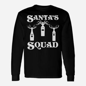 Wine Christmas Santas Squad Christmas Wine Long Sleeve T-Shirt - Seseable