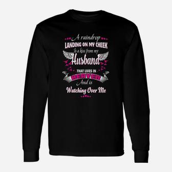 For Wives Loss Husband Memorial My Husband In Heaven Long Sleeve T-Shirt - Seseable