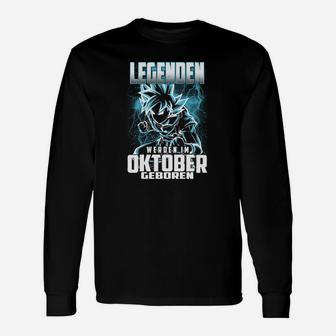 Wolf Design Legenden Oktober Geburtstags-Langarmshirts - Seseable