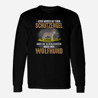 Wolfhund Schutzengel Schwarzes Langarmshirts, Spruch für Hundeliebhaber - Seseable