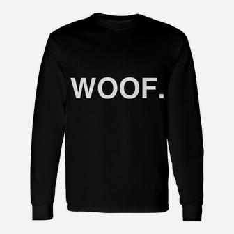 Woof Minimalist Dog Lover Long Sleeve T-Shirt - Seseable