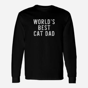 Worlds Best Cat Dad Christmas Long Sleeve T-Shirt - Seseable