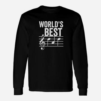 Worlds Best Dad Music Note Shirt Condensed Premium Dark Long Sleeve T-Shirt - Seseable