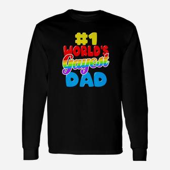Worlds Gayest Dad Gay Pride Lgbt Fathers Day Premium Long Sleeve T-Shirt - Seseable