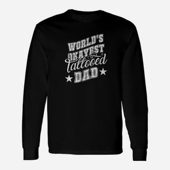 Worlds Okayest Tattooed Dad Vintage Inked Daddy Long Sleeve T-Shirt - Seseable