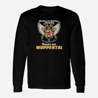 Wuppertal Wappen & Adler Schwarzes Langarmshirts, Designer Tee für Stadtliebhaber - Seseable