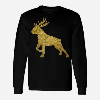 Xmas Boxer Reindeer Christmas Dog Long Sleeve T-Shirt - Seseable