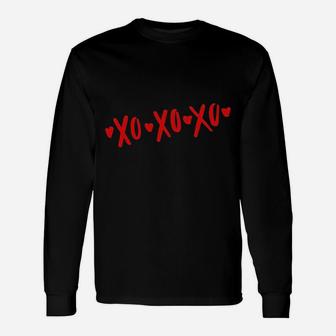 Xoxo Hearts Love Hugs Kisses Valentines Day Long Sleeve T-Shirt - Seseable
