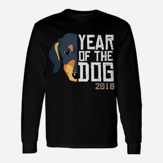 Year Of The Dog 2018 Dachshund Weiner Dog Breed Long Sleeve T-Shirt - Seseable