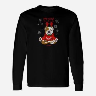 Yoga Christmas Dog Shirt English Bulldog Lover Shirt Long Sleeve T-Shirt - Seseable
