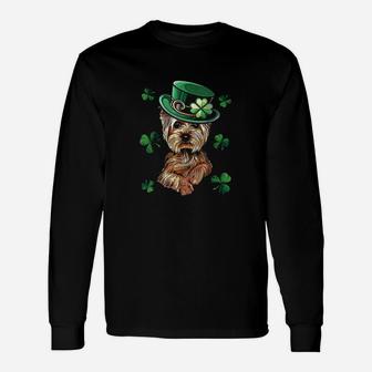Yorkshire Terrier Stpatricks Day Dog Shamrock Long Sleeve T-Shirt - Seseable