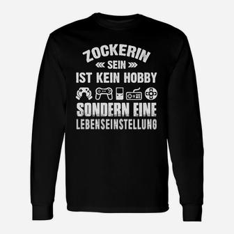 Zockerin Gamer Langarmshirts Schwarz, Lifestyle Statement Tee - Seseable