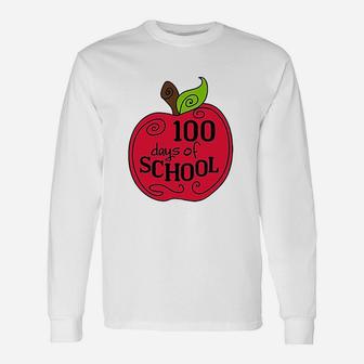 100 Days Of School Teachers Apple Long Sleeve T-Shirt - Seseable
