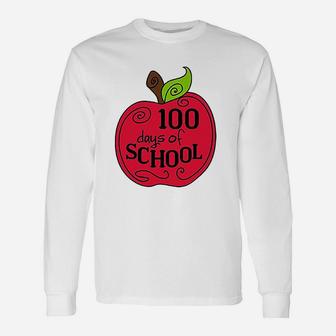 100 Days Of School Teachers Apple Long Sleeve T-Shirt - Seseable