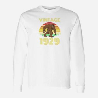 1929 93rd Birthday Vintage Bigfoot 93 Years Old Long Sleeve T-Shirt - Seseable