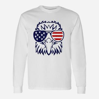 4th July American Eagle Flag Independence Day Long Sleeve T-Shirt - Seseable