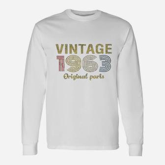 58th Birthday Retro Birthday Vintage 1963 Original Parts Long Sleeve T-Shirt - Seseable