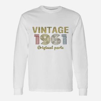 60th Birthday Retro Birthday Vintage 1961 Original Parts Long Sleeve T-Shirt | Seseable UK