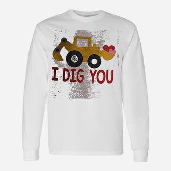 7 Ate 9 Apparel I Dig You Construction Truck Day Red Raglan Long Sleeve T-Shirt - Seseable