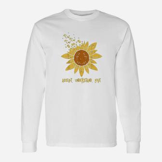 Accept Understand Love Sunflower Autism Awareness Long Sleeve T-Shirt - Seseable