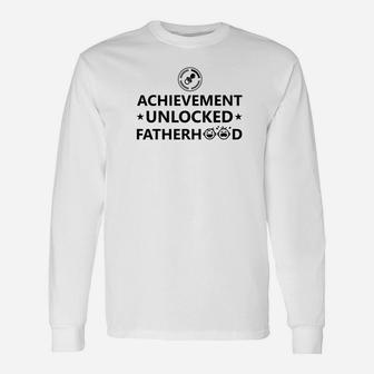 Achievement Unlocked Fatherhood Gamer Dad Premium Long Sleeve T-Shirt - Seseable