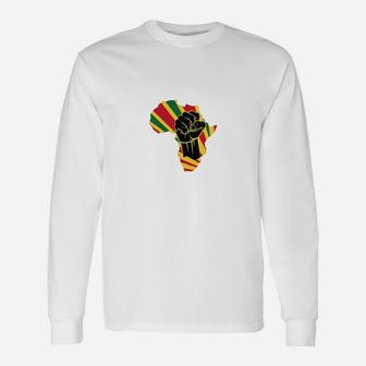 Africa Black Power Africa Map Fist African Basic Long Sleeve T-Shirt - Seseable