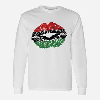 African Lips Flag Melanin Black History Month Pride Long Sleeve T-Shirt - Seseable