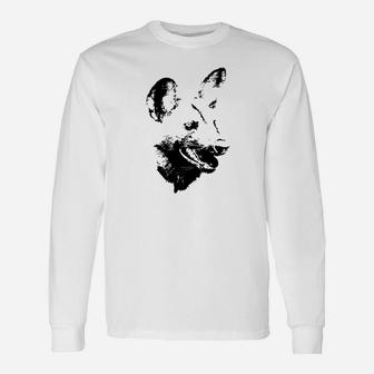 African Wild Dog In Graphic Monochrome Long Sleeve T-Shirt - Seseable