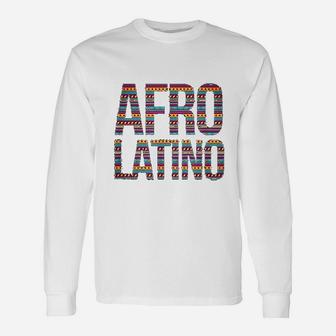 Afro Latino Colorful Background Latino Apparel Long Sleeve T-Shirt - Seseable