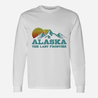 Alaska The Last Frontier Vintage Mountains Sunset Souvenir Long Sleeve T-Shirt - Seseable