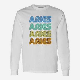 Aries Vintage Retro Zodiac Sign Aries Constellation Long Sleeve T-Shirt - Seseable