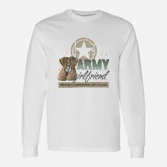 Army Girlfriend Supporting, best friend gifts, birthday gifts for friend, gifts for best friend Long Sleeve T-Shirt - Seseable