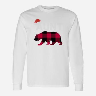 Aunt Christmas Bear Plaid Matching Christmas Long Sleeve T-Shirt - Seseable