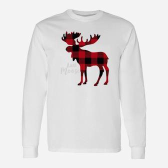 Aunt Moose Red Plaid Buffalo Matching Pajama Long Sleeve T-Shirt - Seseable