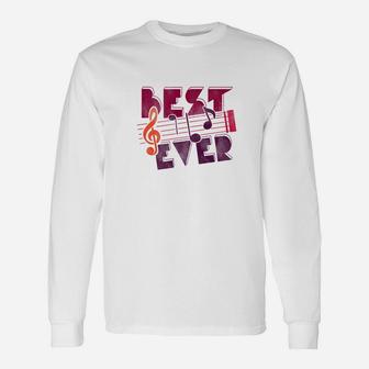 Best Dad Music Notes Cool Music Fathers Day Shirt Long Sleeve T-Shirt - Seseable