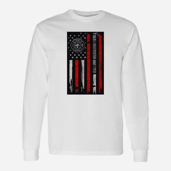 Best Firefighter Dad Ever American Flag For Fathers Day Long Sleeve T-Shirt