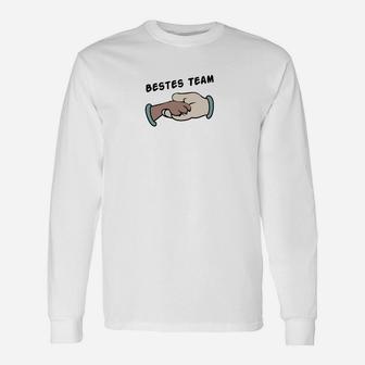 Bestes Team Slogan Langarmshirts, Handshake Grafik, Weiß - Seseable