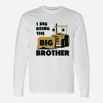 Big Brother For Tractor Loving Boys Siblings Long Sleeve T-Shirt - Seseable