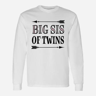 Big Sis Of Twins Sister Announcement Long Sleeve T-Shirt - Seseable