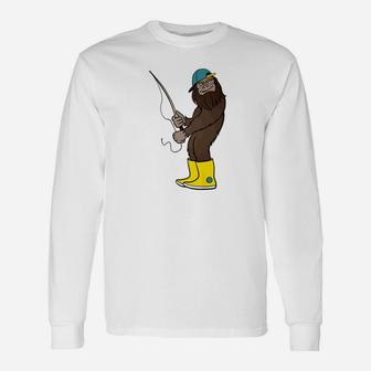 Bigfoot Fishing Boots And Cap Fish Lover Long Sleeve T-Shirt - Seseable