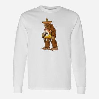Bigfoot Sombrero Carry French Bulldog Taco Cinco De Mayo Shi Long Sleeve T-Shirt - Seseable