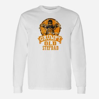 Biker Dad Grumpy Old Stepdad Fathers Day Motorcycle Premium Long Sleeve T-Shirt - Seseable